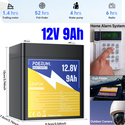 12v 9ah lifepo4 lithium - 9ah,